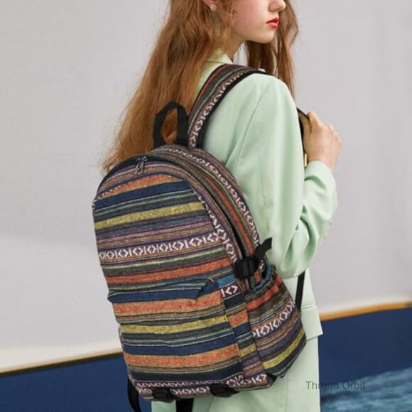 Vintage Boho Backpack Purse, Adjustable Strap, Large Capacity Daypack main image 7